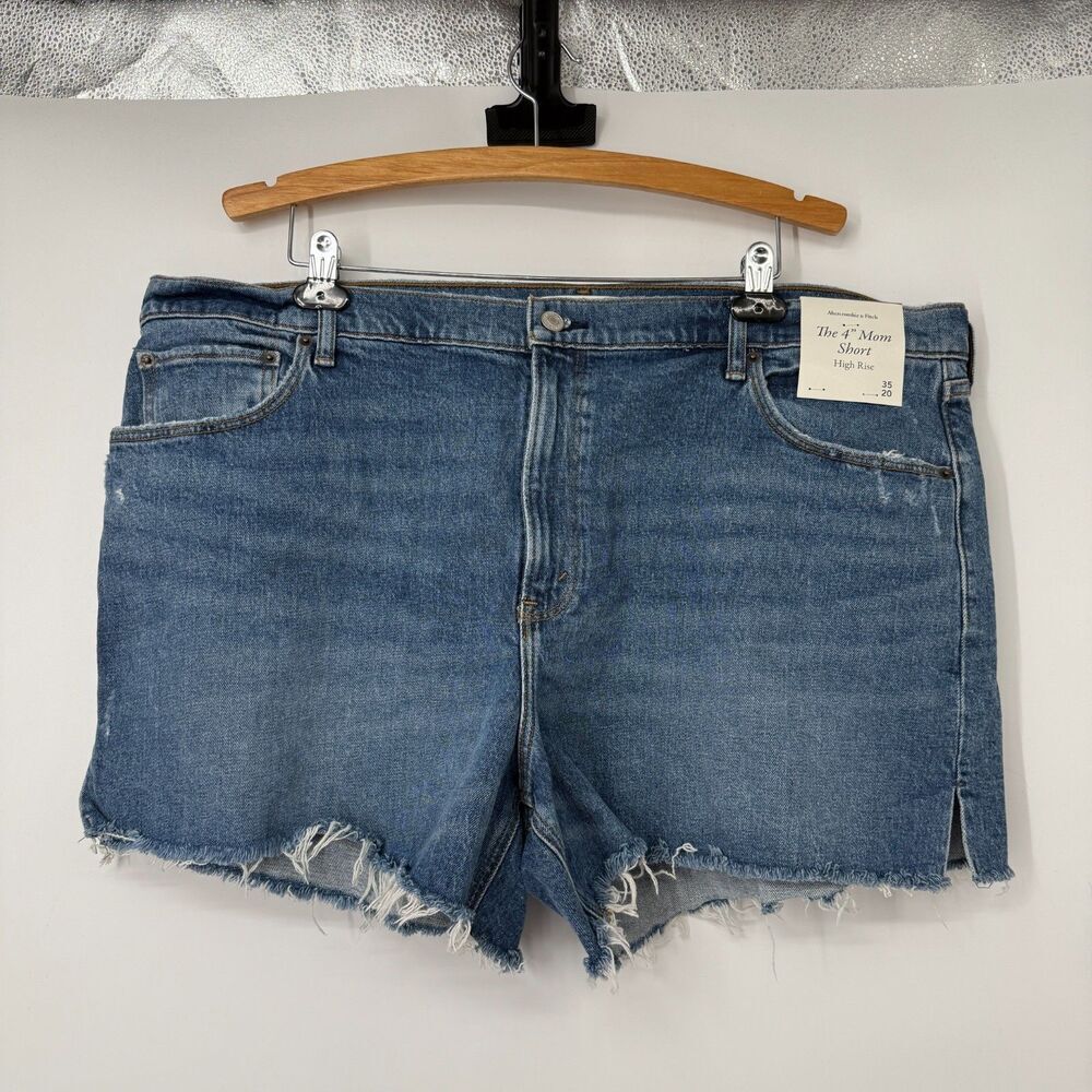 Abercrombie & Fitch Shorts The Dad Short High Rise Blue Denim Festival Size 36